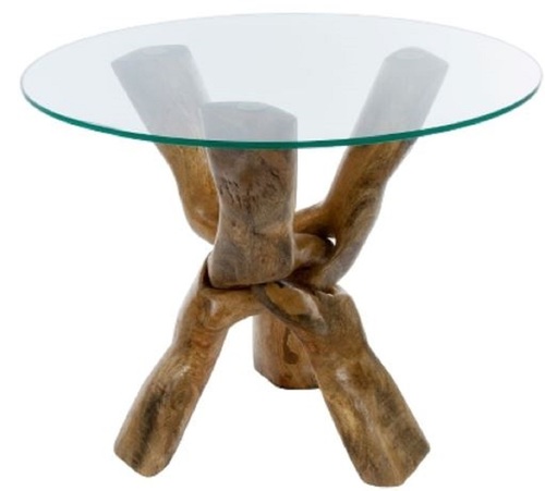 Casa Padrino Luxus Glastisch Braun  60 x H. 48 cm - Dreibeiniger Runder Wohnzimmertisch