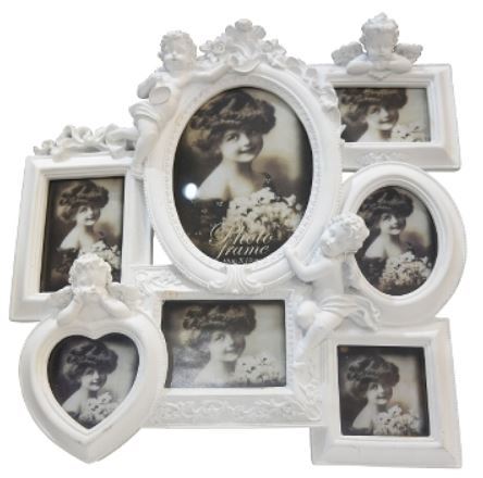 Casa Padrino Barock 7er Bilderrahmen Wei� 30 x 5 x H. 31 cm - Deko Accessoires im Barockstil