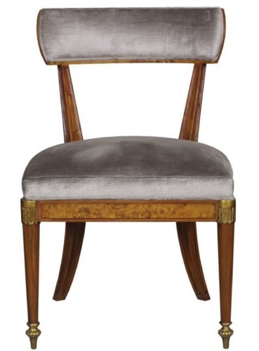 Casa Padrino Luxus Jugendstil Esszimmerstuhl Hellbraun / Braun / Messing / Silber 59 x 63 x H. 88 cm - Luxus Esszimmerm�bel