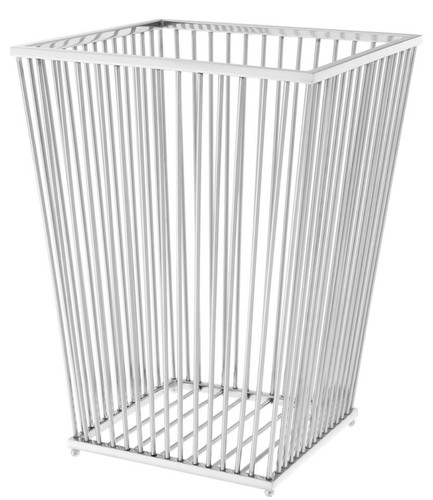 Casa Padrino Luxus Edelstahl W�schekorb Silber 30 x 30 x H. 40,5 cm - Luxus Kollektion