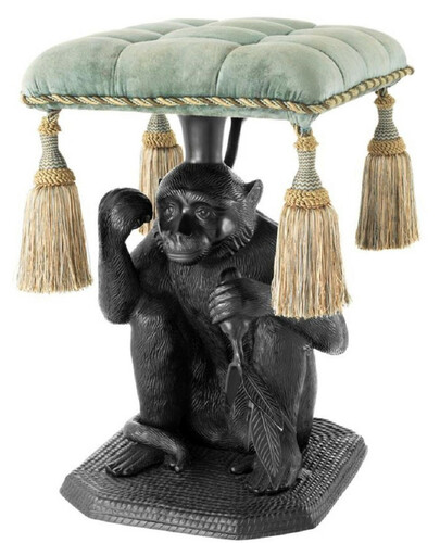 Casa Padrino Designer Hocker Affe Schwarz / T�rkis 38 x 43 x H. 58 cm - Luxus M�bel