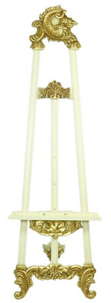 Casa Padrino Barock Staffelei Wei� / Gold 55 x H. 170 cm - Prunkvolle Massivholz Staffelei mit ausklappbarem St�nder