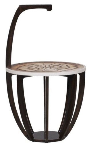 Casa Padrino Luxus Beistelltisch Dunkelbraun / Wei� / Braun  50 x H. 88 cm - Kleiner Getr�nke Tisch mit Tragegriff