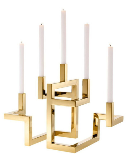 Casa Padrino Luxus Edelstahl Kerzenhalter 5-armig Messingfarben 55 x 29 x H. 41,5 cm - Hotel & Restaurant Deko Accessoires