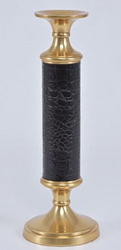 Casa Padrino Luxus Kerzenst�nder Messing Gold / Schwarz  12 x H. 36 cm - Hotel & Restaurant Accessoires