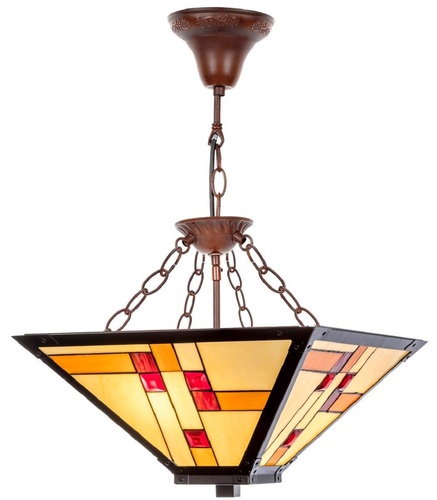 Casa Padrino Luxus Tiffany H�ngeleuchte Mehrfarbig 40 x 40 cm - Handgefertigte Lampe aus 64 Teilen