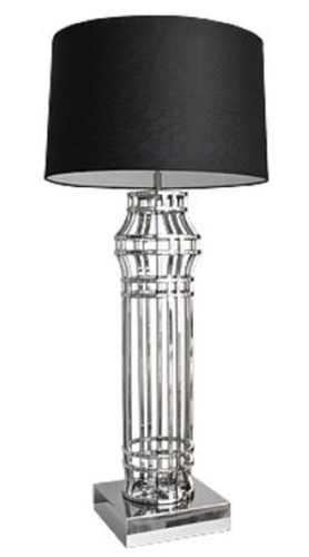 Casa Padrino Luxus Tischleuchte Silber / Schwarz  30 x H. 102 cm - Luxus Wohnzimmerlampe