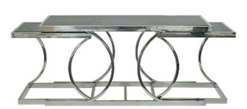 Casa Padrino Designer Wohnzimmer Konsolentisch mit Glasplatten Silber 150 x 43 x H. 75 cm - Luxus M�bel