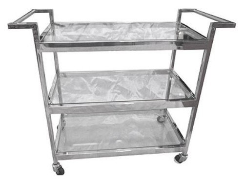 Casa Padrino Luxus Servierwagen Silber 93 x 40 x H. 79 cm - Hotel Restaurant Gastronomie Trolley 