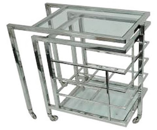 Casa Padrino Luxus Servierwagen Silber 72 x 42 x H. 77 cm - Hotel Restaurant Gastronomie Trolley 
