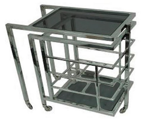 Casa Padrino Luxus Servierwagen Silber / Schwarz 72 x 42 x H. 77 cm - Hotel Restaurant Gastronomie Trolley 