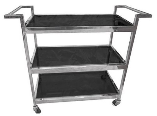 Casa Padrino Luxus Servierwagen Silber / Schwarz 93 x 40 x H. 79 cm - Hotel Restaurant Gastronomie Trolley 