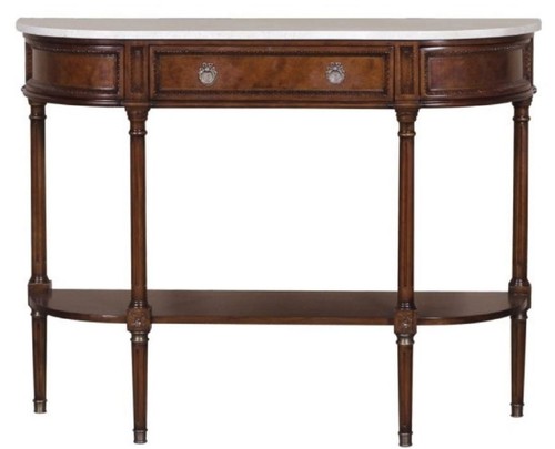 Casa Padrino Luxus Jugendstil Mahagoni Konsole mit Marmorplatte Dunkelbraun / Wei� 114 x 40 x H. 88 cm - Luxus Qualit�t