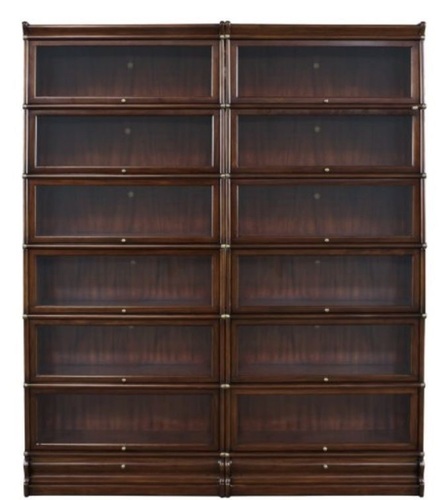 Casa Padrino Luxus Mahagoni B�cherschrank mit 12 Glast�ren und 2 Schubladen Dunkelbraun 172 x 31 x H. 211 cm - Luxus B�rom�bel