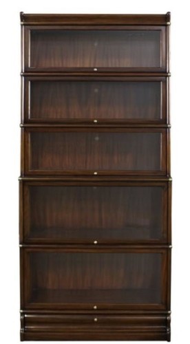 Casa Padrino Luxus Mahagoni B�cherschrank mit 5 Glast�ren und Schublade Dunkelbraun 86 x 36,5 x H. 197 cm - Luxus M�bel