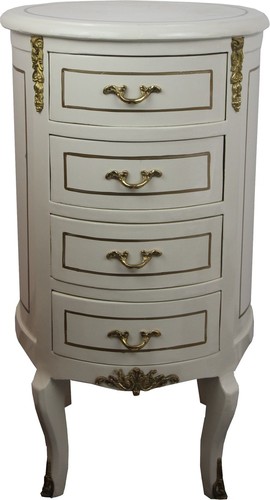 Casa Padrino Barock Kommode Rund Antik Stil Creme Wei� / Gold 42 x H 77.5 cm - Barock M�bel