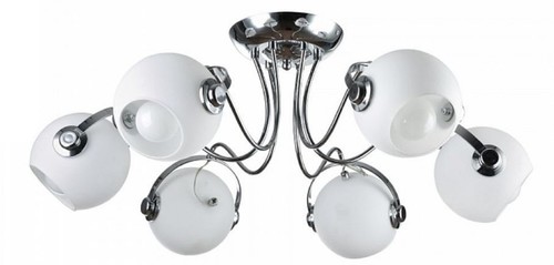 Casa Padrino Designer Deckenleuchte Silber / Wei�  76 x H. 28 cm - Moderne Deckenlampe mit kugelf�rmigen Lampenschirmen