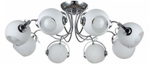 Casa Padrino Designer Deckenleuchte Silber / Wei�  86 x H. 28 cm - Moderne Deckenlampe mit kugelf�rmigen Lampenschirmen