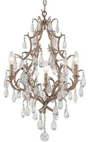 Casa Padrino Luxus Barock Kronleuchter Bronze  51 x H. 77,5 cm - Handgefertigter Schmiedeeisen Kronleuchter mit edlen venezianischem Kristallglas Beh�ngen in Tropfenform