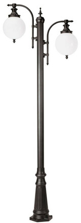 Casa Padrino Jugendstil Gartenlaterne Anthrazit / Wei� 80 x 25 x H. 238 cm - Elegante Au�enstehleuchte aus hochwertigem Aluminium und kugelf�rmigen Acryl Lampenschirmen - Garten Deko Accessoires