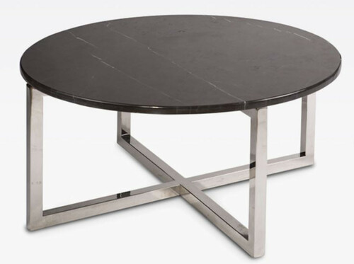 Casa Padrino Luxus Couchtisch Graphitgrau / Silber  80 x H. 40 cm - Moderner runder Wohnzimmertisch mit Marmorplatte - Wohnzimmer M�bel