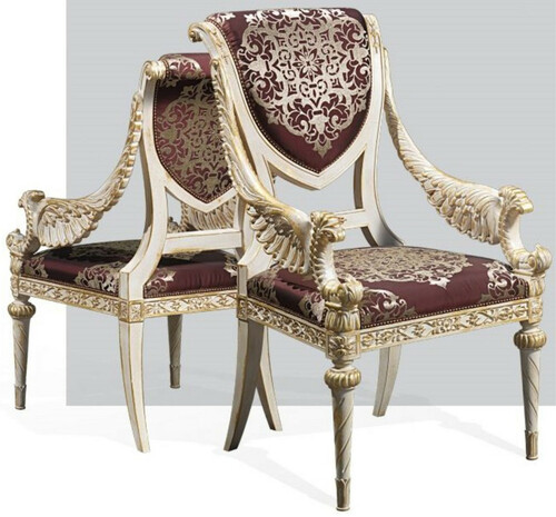 Casa Padrino Luxus Barock Esszimmer Stuhl Set Lila / Silber / Wei� / Gold 62 x 74 x H. 103 cm - Prunkvolles K�chen St�hle 6er Set - Hotel Restaurant Schloss M�bel - Luxus Qualit�t - Made in Italy