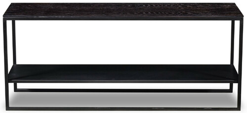 Casa Padrino Luxus Konsole Anthrazitgrau 120 x 35 x H. 51 cm - Massivholz Konsolentisch mit Edelstahl Gestell - Luxus M�bel