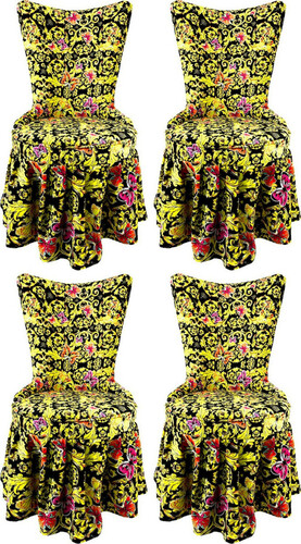 Pomp��s by Casa Padrino Luxus Barock Schloss Esszimmerst�hle Butterflies & Flowers Mehrfarbig / Schwarz / Gold - Pomp��se Barock St�hle designed by Harald Gl��ckler - 4 Esszimmerst�hle - Barock M�bel