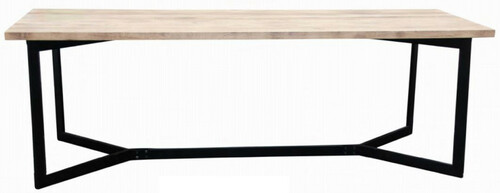 Casa Padrino Luxus Massivholz Esstisch Naturfarben / Schwarz 280 x 90 x H. 78 cm - Massiver K�chentisch mit Eichenholz Tischplatte und Metallgestell - Esszimmmer M�bel