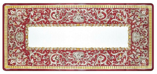 Casa Padrino Luxus Jugendstil Esstisch Wei / Rot / Grau / Gelb / Schwarz - Handgefertigter Gartentisch mit handbemalter Tischplatte und Metallgestell - Garten Terrassen Esszimmer Mbel