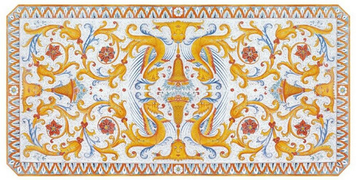 Casa Padrino Luxus Jugendstil Esstisch Mehrfarbig / Schwarz - Handgefertigter Gartentisch mit handbemalter Tischplatte und Metallgestell - Garten Terrassen Esszimmer M�bel