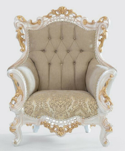 Casa Padrino Luxus Barock Sessel Greige / Wei� / Gold 100 x 80 x H. 125 cm - Handgefertigter Wohnzimmer Sessel mit elegantem Muster - Barock Wohnzimmer M�bel - Edel & Prunkvoll