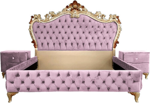 Casa Padrino Barock Schlafzimmer Set - Verschiedene Farben - 1 Doppelbett mit Kopfteil & 2 Nachtkommoden - Schlafzimmer M�bel im Barockstil - Edel & Prunkvoll 