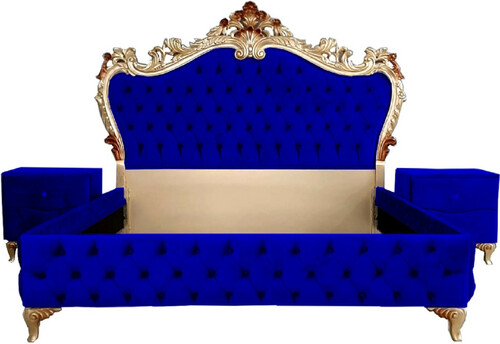 Casa Padrino Barock Schlafzimmer Set - Verschiedene Farben - 1 Doppelbett mit Kopfteil & 2 Nachtkommoden - Schlafzimmer M�bel im Barockstil - Edel & Prunkvoll 