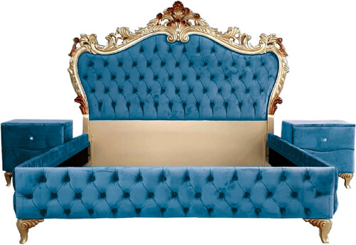 Casa Padrino Barock Schlafzimmer Set - Verschiedene Farben - 1 Doppelbett mit Kopfteil & 2 Nachtkommoden - Schlafzimmer M�bel im Barockstil - Edel & Prunkvoll 