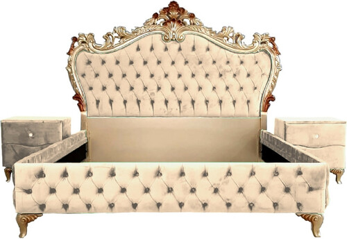 Casa Padrino Barock Schlafzimmer Set - Verschiedene Farben - 1 Doppelbett mit Kopfteil & 2 Nachtkommoden - Schlafzimmer M�bel im Barockstil - Edel & Prunkvoll 