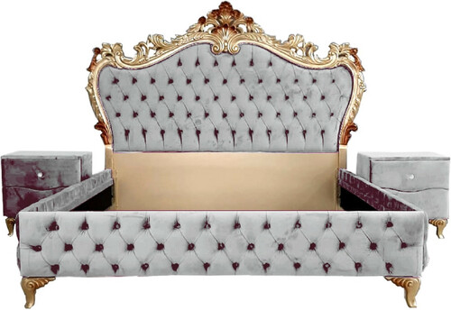 Casa Padrino Barock Schlafzimmer Set - Verschiedene Farben - 1 Doppelbett mit Kopfteil & 2 Nachtkommoden - Schlafzimmer M�bel im Barockstil - Edel & Prunkvoll 