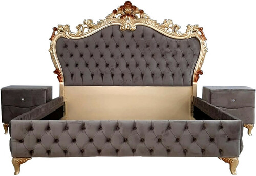 Casa Padrino Barock Schlafzimmer Set - Verschiedene Farben - 1 Doppelbett mit Kopfteil & 2 Nachtkommoden - Schlafzimmer M�bel im Barockstil - Edel & Prunkvoll 