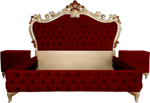 Casa Padrino Barock Schlafzimmer Set - Verschiedene Farben - 1 Doppelbett mit Kopfteil & 2 Nachtkommoden - Schlafzimmer M�bel im Barockstil - Edel & Prunkvoll 