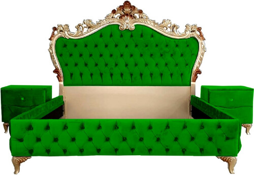 Casa Padrino Barock Schlafzimmer Set - Verschiedene Farben - 1 Doppelbett mit Kopfteil & 2 Nachtkommoden - Schlafzimmer M�bel im Barockstil - Edel & Prunkvoll 