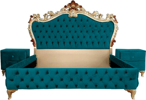 Casa Padrino Barock Schlafzimmer Set - Verschiedene Farben - 1 Doppelbett mit Kopfteil & 2 Nachtkommoden - Schlafzimmer M�bel im Barockstil - Edel & Prunkvoll 