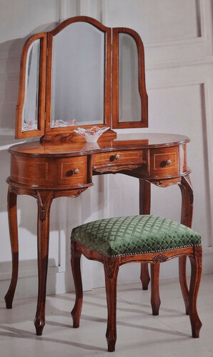 Casa Padrino Luxus Barock Schlafzimmer Set Gr�n / Braun - 1 Barock Schminkkommode & 1 Barock Spiegel & 1 Barock Hocker - Barock Schlafzimmer & Hotel M�bel - Luxus Qualit�t - Made in Italy