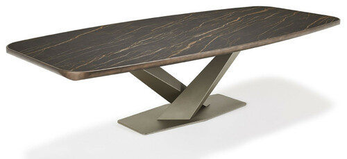 Casa Padrino Luxus Esstisch Schwarz / Bronze / Titan 300 x 128 x H. 73 cm - Esszimmertisch mit hochwertiger Keramik Tischplatte - Moderne Esszimmer M�bel - Luxus Qualit�t - Made in Italy