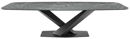 Casa Padrino Luxus Esstisch Grau / Graphitgrau 300 x 120 x H. 75 cm - Esszimmertisch mit hochwertiger Keramik Tischplatte - Moderne Esszimmer M�bel - Luxus Qualit�t - Made in Italy