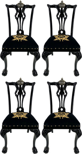 Pomp��s by Casa Padrino Luxus Barock Esszimmerst�hle Schwarz / Gold - Pomp��se Barock St�hle designed by Harald Gl��ckler - 4 Esszimmerst�hle - Barock Esszimmer M�bel