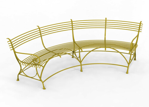 Casa Padrino Jugendstil Gartenbank 190 x 148 x H. 90 cm - Verschiedene Farben - Gebogene Schmiedeeisen Bank mit Pferdehuf F��en - Jugendstil Schmiedeeisen Garten & Terrassen M�bel 