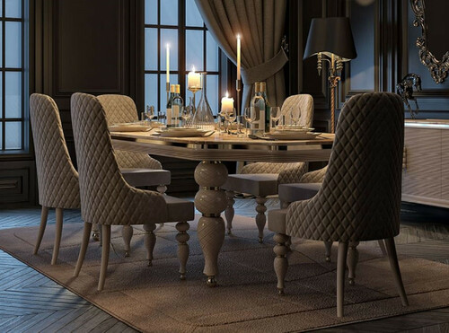 Casa Padrino Luxus Art Deco Esszimmer Set Grau / Wei� / Gold - 1 Art Deco Esstisch mit Kunstmarmor Tischplatte & 6 Art Deco Esszimmerst�hle - Art Deco Esszimmer M�bel - Luxus Qualit�t