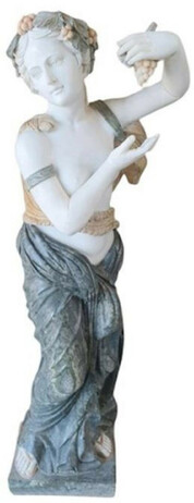 Casa Padrino Luxus Jugendstil Marmor Deko Skulptur Frau mit Weintrauben Schwarz / Wei� / Grau / Beige - Garten Deko Figur - Terrassen Deko Figur - Barock & Jugendstil Garten Deko Accessoires