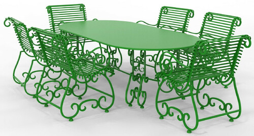 Casa Padrino Jugendstil Schmiedeeisen Gartenm�bel Set - Verschiedene Farben - 1 Ovaler Gartentisch & 6 Gartenst�hle mit Armlehnen - Jugendstil Schmiedeeisen Garten & Terrassen M�bel