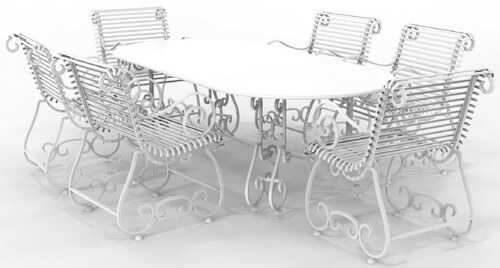 Casa Padrino Jugendstil Schmiedeeisen Gartenm�bel Set - Verschiedene Farben - 1 Ovaler Gartentisch & 6 Gartenst�hle mit Armlehnen - Jugendstil Schmiedeeisen Garten & Terrassen M�bel 